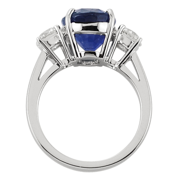 Sapphire Oval and Diamond Trilogy Ring