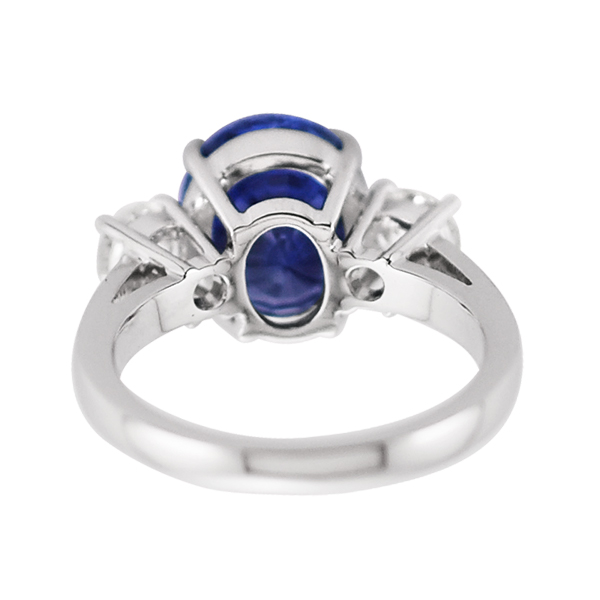 Sapphire Oval and Diamond Trilogy Ring