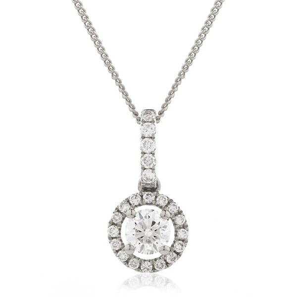 Round Diamond Halo Pendant Necklace