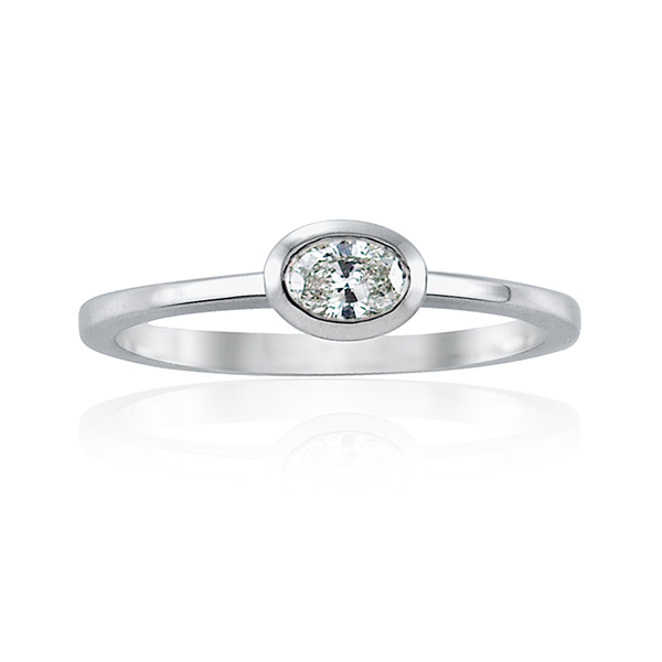 Diamond Oval Cut Rubover Ring