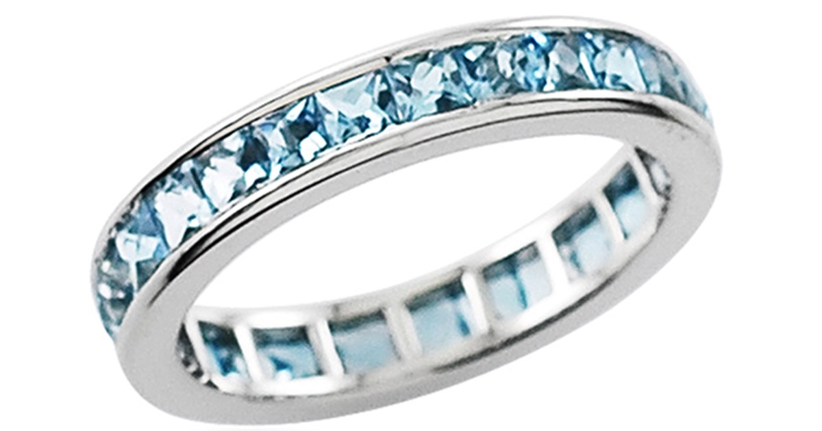 Aquamarine Princess Full Eternity Ring