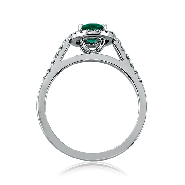Emerald Oval Halo Diamond Ring