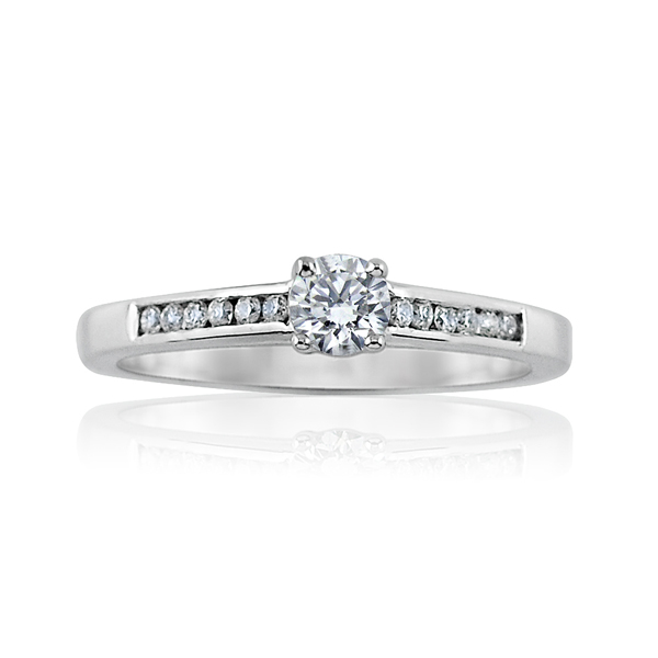 Diamond Round with Channel Set Shoulder Ring