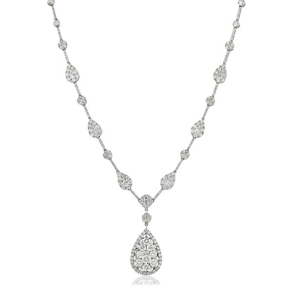 Diamond Pear Shape Pave Drop Necklace