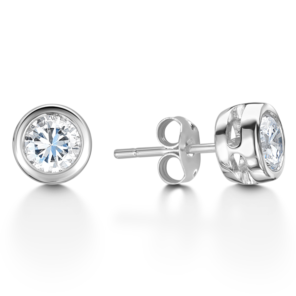 rub over diamond stud earrings