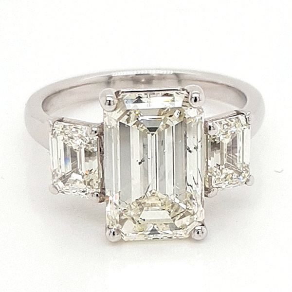 4.01ct Emerald Cut Diamond Trilogy Ring