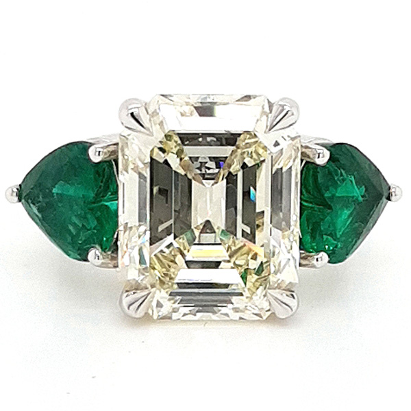 emerald cut diamond with emeralds