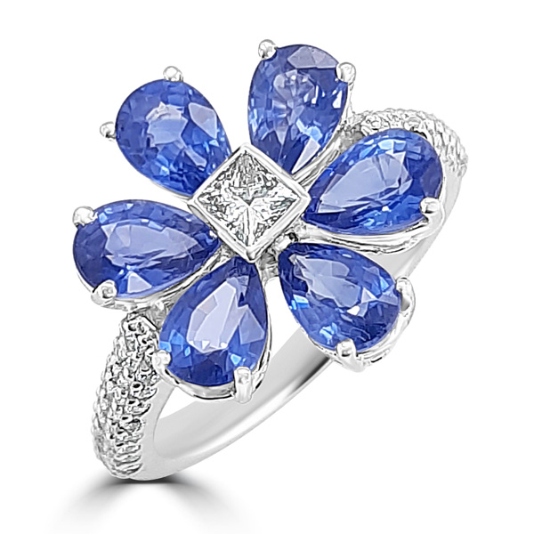 Flower shaped gemstone on sale ring